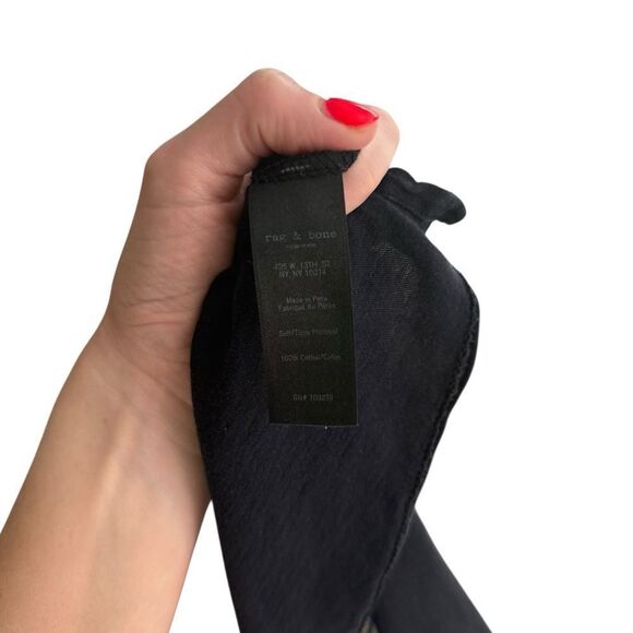 Rag & Bone Washed Black Striped Sleeve Casual Tee - Picture 6 of 7